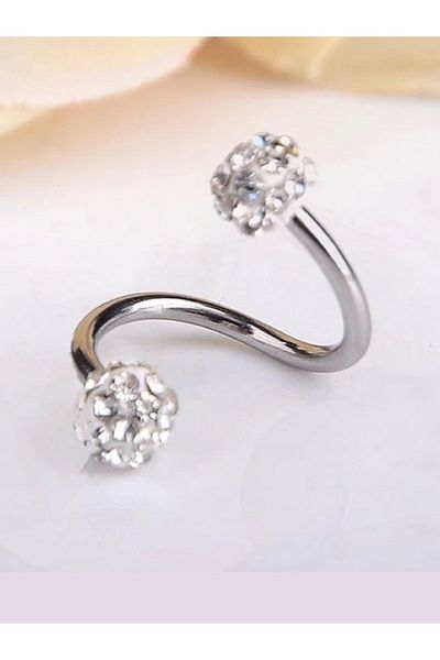 MAZEN Stone Surgical Steel Spiral Twist Cartilage Lip Piercing Silver Color