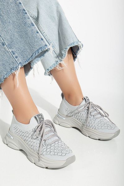 brawerlife Gray Stone Chicshine Knitwear Women's Sneaker Sports Shoes