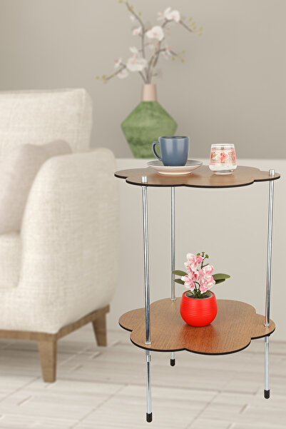 Begüsa Lavenya Çift Katlı Çok Amaçlı Sehpa Ceviz No:02