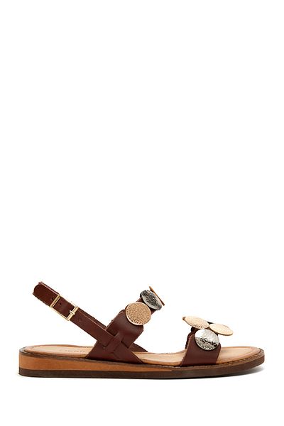 Derimod Brown Leather Basement Sandals - Ankle Strap, 24sfd 310218