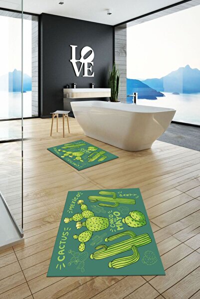 EY HOME cu imprimeu Set de covoraș de baie dublu, lavabil, anti-alunecare, cu...