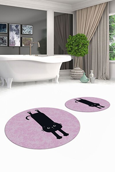 EY HOME Set rotund pentru toaletă, lavabil, anti-alunecare, drăguț, cu pisică...