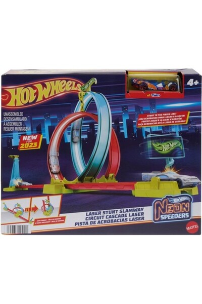 mattel Oyuncak HotWheels Neon Yarışlar Çifte Çemberde Yarış Seti Mtl-Hpc05