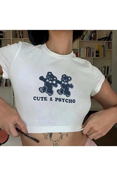 1blood White Cute & Psycho Crop