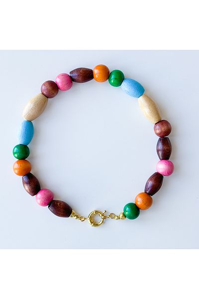 CHARMLUCKY Wooden Bead Necklace