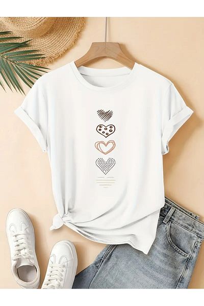 THEKONT Γυναικείο μπλουζάκι με στάμπα Heart