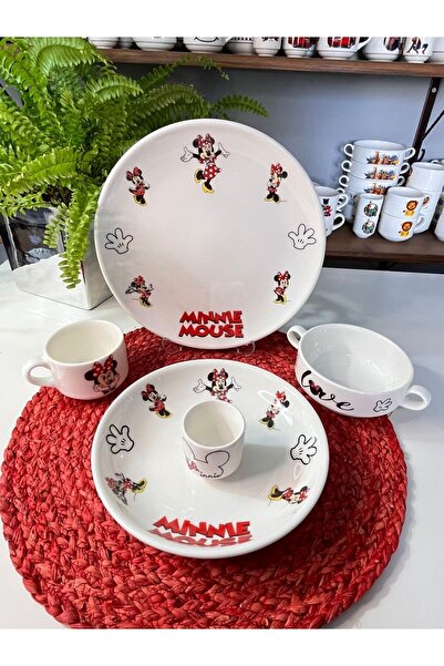TEBAK COLLECTION MİNNİE MOUSE DESENLİ 5 parça ÇOCUK BEBEK YEMEK TAKIMI BESLEN...
