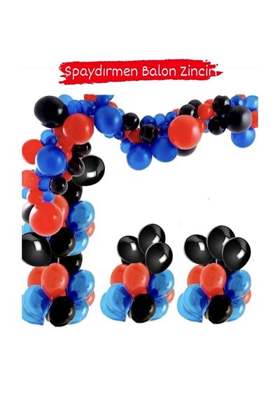 asöy Pastel Dark Blue and Red Black Spiderman Balloon Chain Set