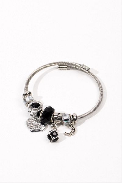 Pikas Steel Charm Bracelet Black