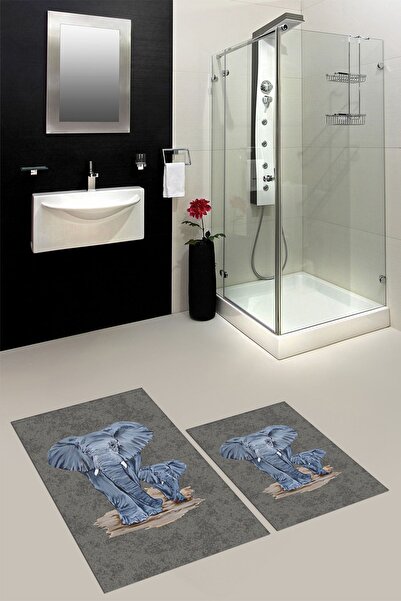 EY HOME Set de covoraș de baie dublu, lavabil, anti-alunecare, modern, cu mod...