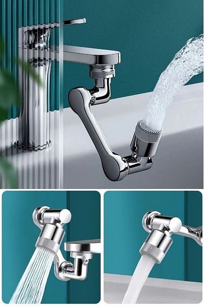 ANI OFİS KIRTASİYE Chrome Faucet with Movable Head - 360-1080 Degree Rotatable Filter, Compatible with All Faucets
