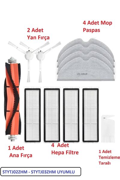 LİN GRUP Xiaomi Mi Robot Mop Pro + Plus (STYTJ02ZHM-STYTJ03ZHM) - Συμβατό σετ βούρτσας και σφουγγαρίστρας
