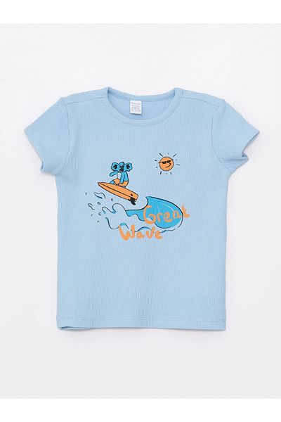 LC Waikiki Set pijama pentru bebelusi baieti cu pantaloni scurti - decolteu, maneca scurta, imprimat