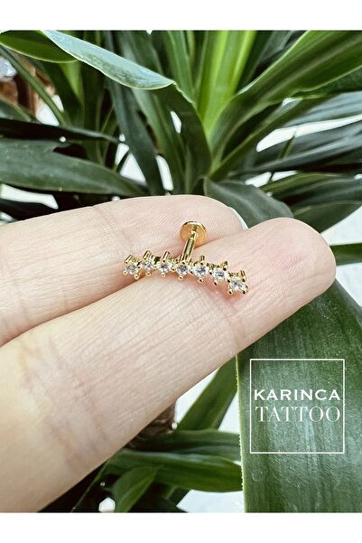 Karınca Piercing Zirkon Taşlı Silver veya Gold Piercing Flat Conch Forward Helix Kıkırdak Tragus Piercing Küpe