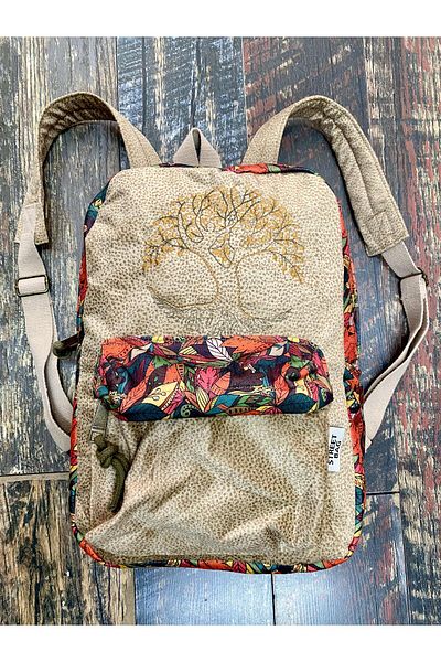 Street Bag Σακίδιο πλάτης με έθνικ σχέδιο κεντημένο Tree of Life - Αδιάβροχο καθημερινό ταξίδι