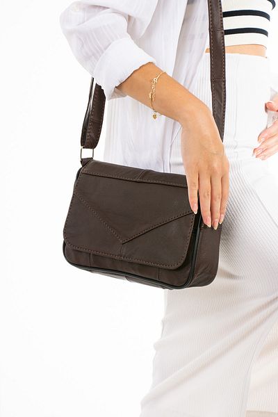 Erzeno Geantă de umăr și crossbody de zi cu zi din piele naturală maro