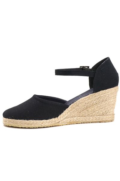 OZ AYAKKABI Black Women's Espadrille - Wedge Heel, Handmade Real Handmade