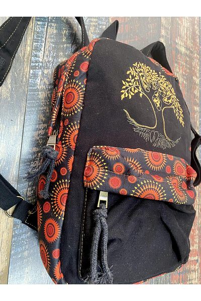 Street Bag Σακίδιο πλάτης με έθνικ σχέδιο κεντημένο Tree of Life - Αδιάβροχο καθημερινό ταξίδι