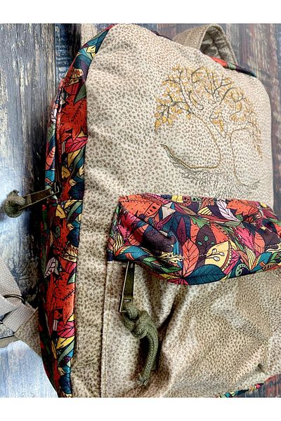 Street Bag Σακίδιο πλάτης με έθνικ σχέδιο κεντημένο Tree of Life - Αδιάβροχο καθημερινό ταξίδι