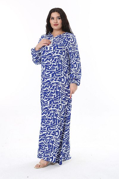 Şans Plus Size LoNg Sleeve Saks Viscose Dress - 65N38174