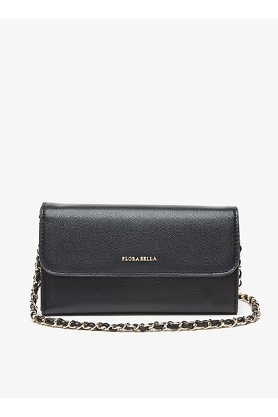 Flora Bella by Shoexpress Flora Bella Textured Clutch with Magnetic Button Closure and Chain Strap