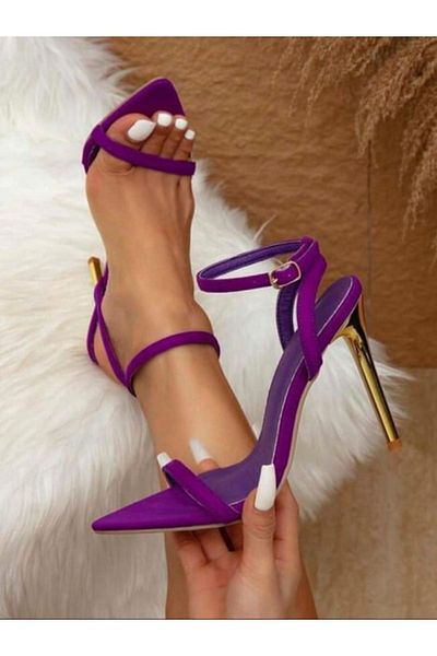 trendyes RUBY MODEL - PURPLE Satin Heeled Shoes