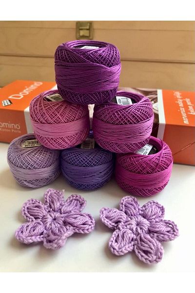 domino 12 Koton Perle Embroidery Floss 6 Pieces Sets