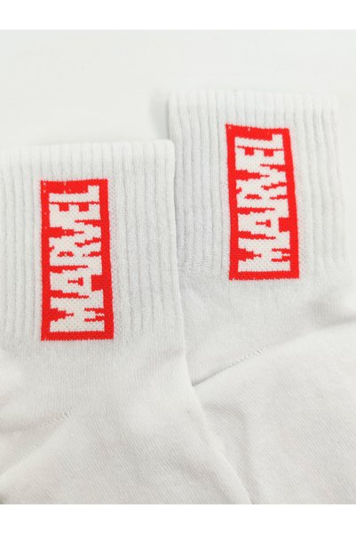 Shuttle Park Unisex Marvel Socks Written Patterned Socks Colorful White College Socks