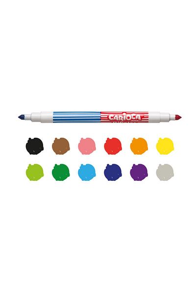 ileritoys Bicolor Super Washable Double Ended Felt Tip Crayons 6 Pack 12 Colors