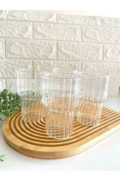 Enyaza Home 350 ml Set of 4 Coffee Colored Borasilicate Glass Cups Presentation Cups