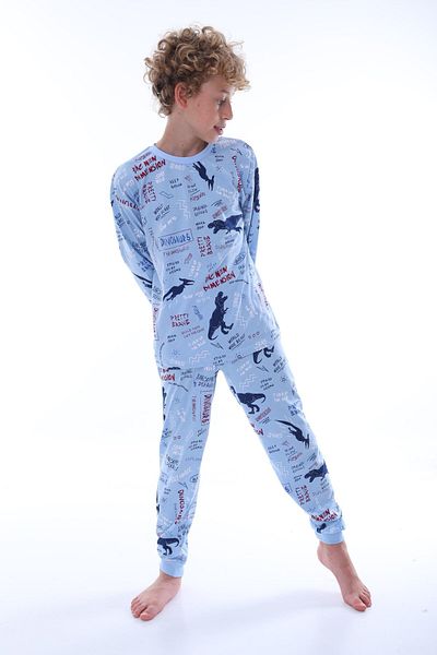 bunny hopp Set de pijamale pentru băieți, 100% bumbac, cu imprimeu T-Rex Dinozaur - mâneci lungi (8-13 ANI)