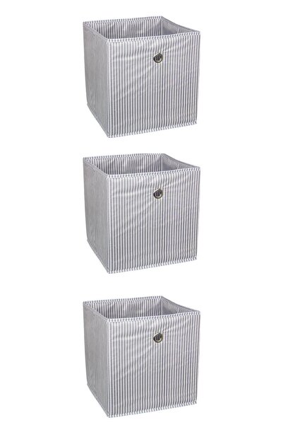 ALAS New Season Std 3-Piece Shelf Organizer Box Set - Nano Technology, Waterproof Grey Classic Fabric (30X30X30Cm)