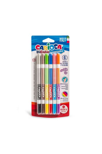 ileritoys Bicolor Super Washable Double Ended Felt Tip Crayons 6 Pack 12 Colors