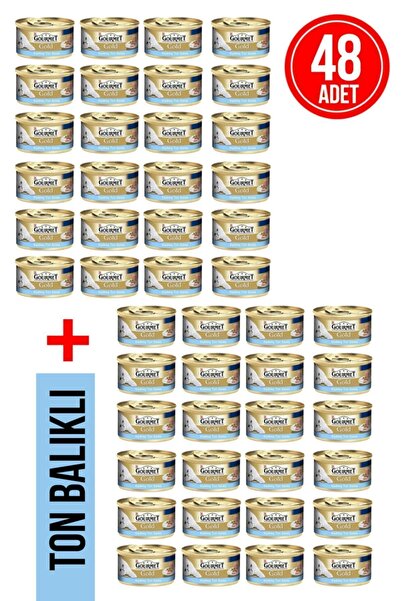 Gourmet Kıyılmış Ton Balıklı Premium Yaş Kedi Maması 85gr 48 Adet Ekonomik Paket