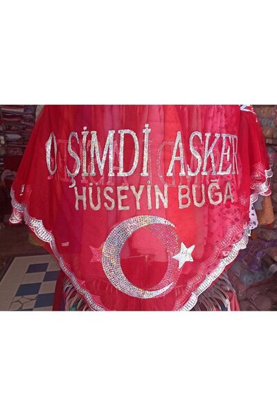Duru O Şimdi Asker Kişiye Özel Isim Ve Soyadlı Kırmızı Asker Şalı Ve Örtüsü T...