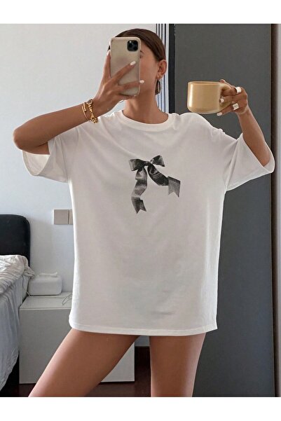 Jose Clothing Μπλουζάκι με λευκό στάμπα από οργανικό βαμβάκι σε μεγάλο μέγεθος