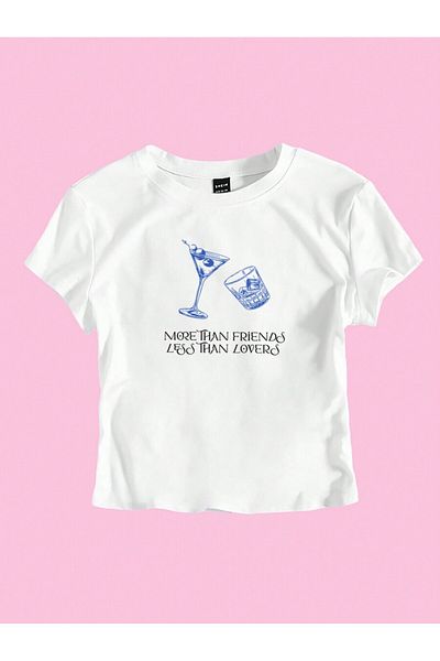 Bengi Clothing Y2k Printed Γυναικείο Crop Top - Μπλούζα με κοντό μανίκι