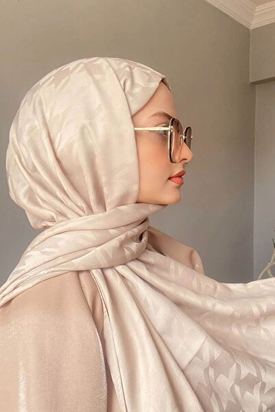 FLORA TEKSTİL Şal de seară mătăsos cu model picior de gală de culoare bej şi ...