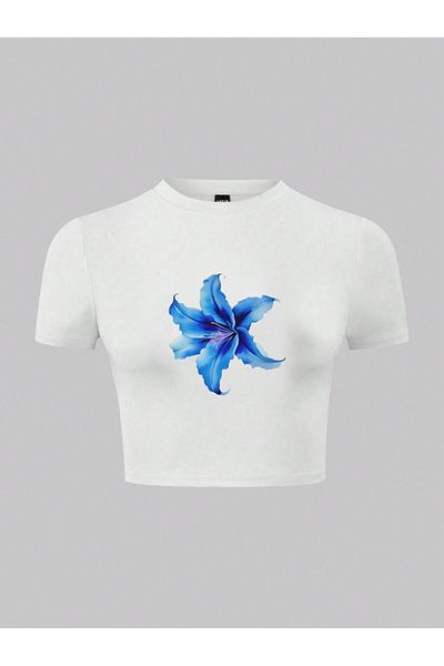 Bengi Clothing Y2k Printed Γυναικείο Crop Top - Μπλούζα με κοντό μανίκι
