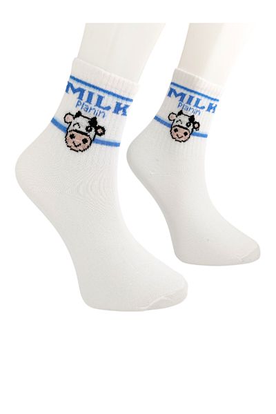 Shuttle Park Λευκή Unisex Fashion - Κολλεγιακές κάλτσες με μπλε σχέδιο