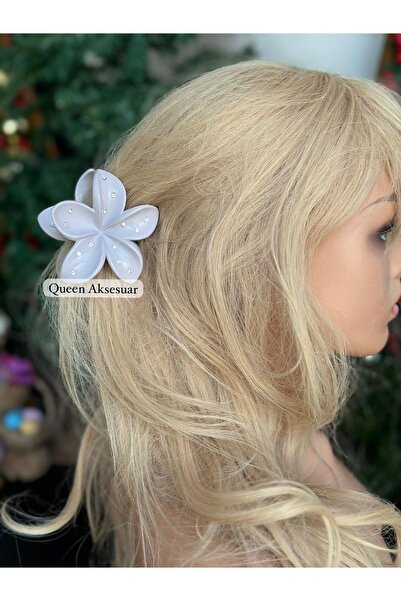 Queen Nelly Beige Colored New Trend Fashion - Jewelled Aloha Lotus Flower Patterned Latch Buckle