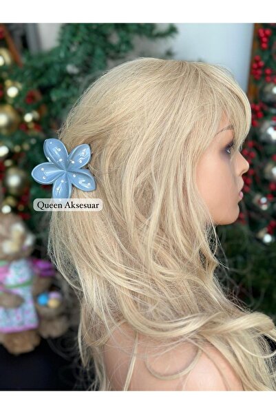 Queen Nelly Bright Blue Gray New Trend Fashion - Aloha Lotus Floral Latch Buckle with Stone Detail