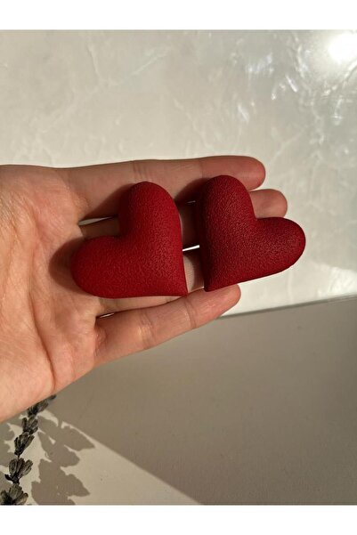 Gizy Store Red Fluffy Polymer Heart Patterned Women's Earrings