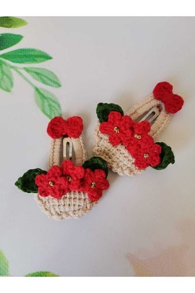 Kadın Girişimciler Atölyesi Special Design 2-Piece Snap Buckle with Buckle Flower Basket Motif