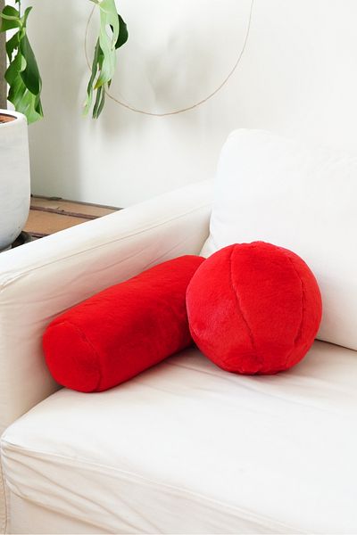 sevaradekor Plush Cylinder Pillow - Inner Padding with Boucle and Throw Pillow Detail