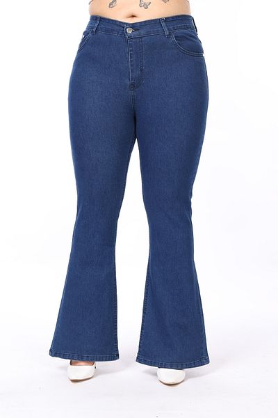MJORA High Waist Stretch Blue Denim Trousers - SPanish Leg