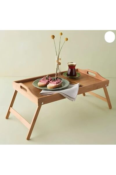 yesilcamsepeti Folding Footed Bamboo Bed Sofa Service Enjoyment Tray