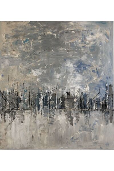 artoloji Ayla Erdoğ Çetin - Şehirde Kış - 2021 - Tuval Üzerine Akrilik - 80x90 Cm