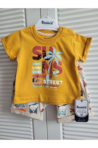 Miniworld Incibaby baby boy suit with shoulder snap-on shorts