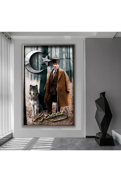 EMYA HOME Pictură pe sticlă Ataturk cu cadru metalic
